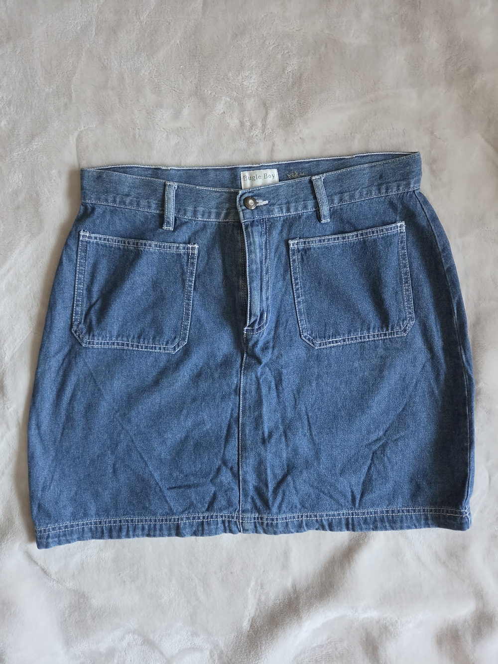 Vintage Bugle Boy Denim Mini Skirt - Blue